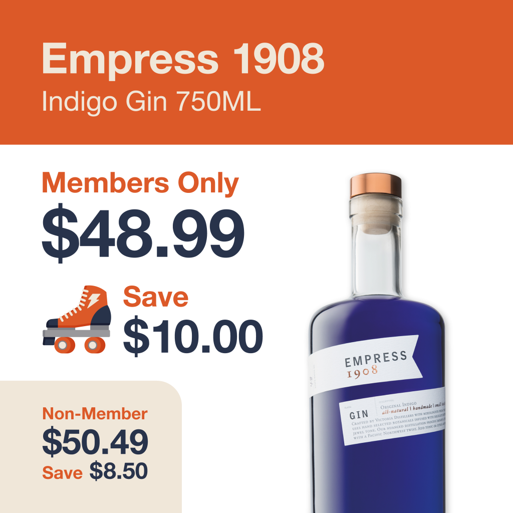 Liquor Co. 1977 monthly promo: Save $8.50 on Empress 1908 Indigo Gin 750ML - Members save $10.00 on this featured spirit deal