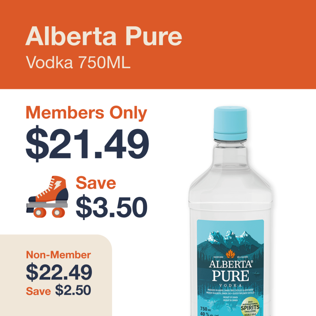 Liquor Co. 1977 monthly promo: Save $2.50 on Alberta Pure Vodka 750ML - Members save $3.50 on this featured spirit deal