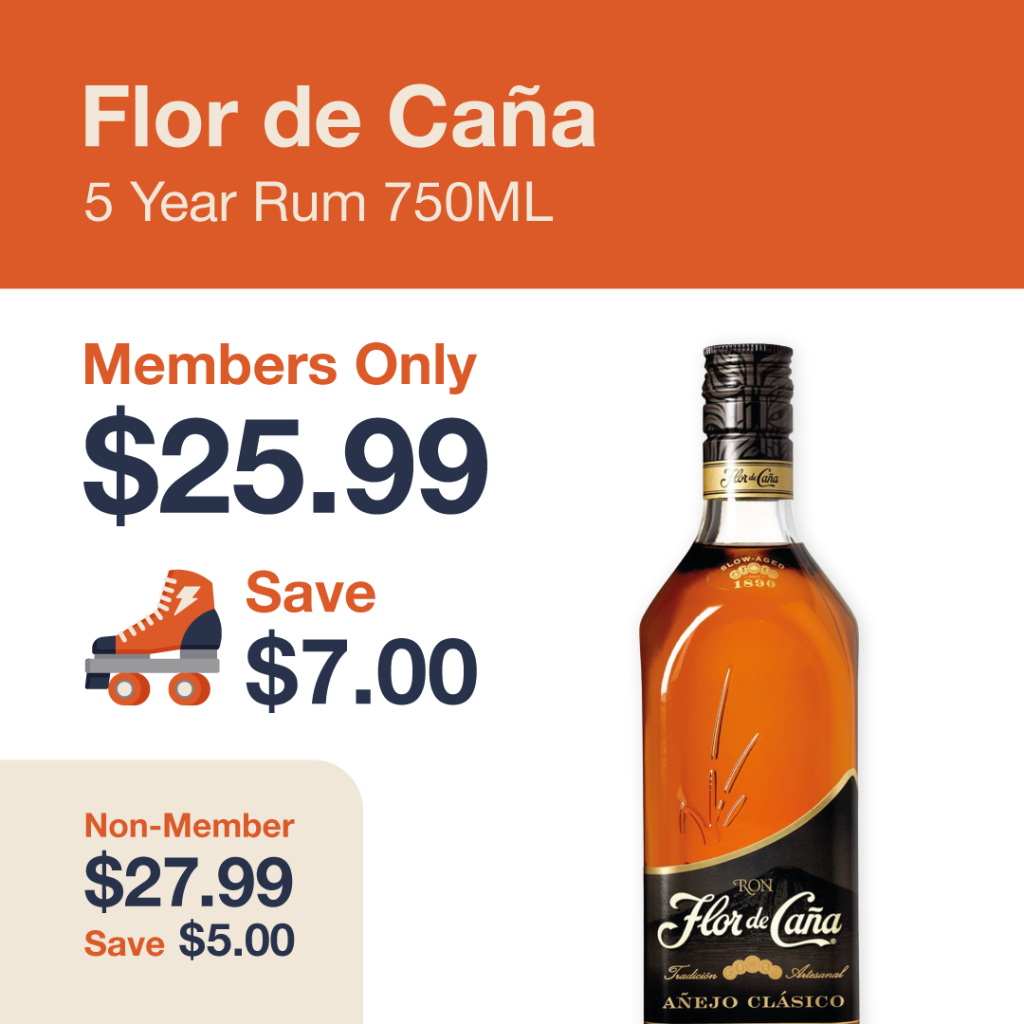 Liquor Co. 1977 monthly promo: Save $5.00 on Flor de Caña 5 Year Rum 750ML - Members save $7.00 on this featured spirit deal