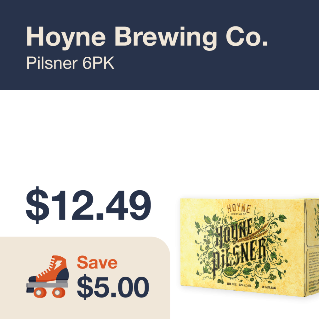 Hoyne Brewing Co. Pilsner 6PK. $12.49, save $5.